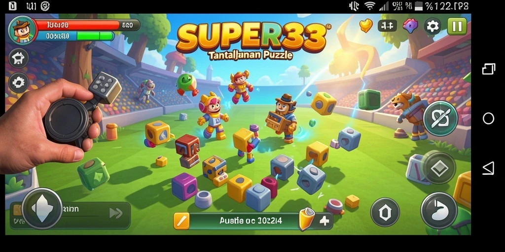 Tangkapan layar <strong>SUPER33</strong> menampilkan gameplay puzzle yang menarik dan menantang.